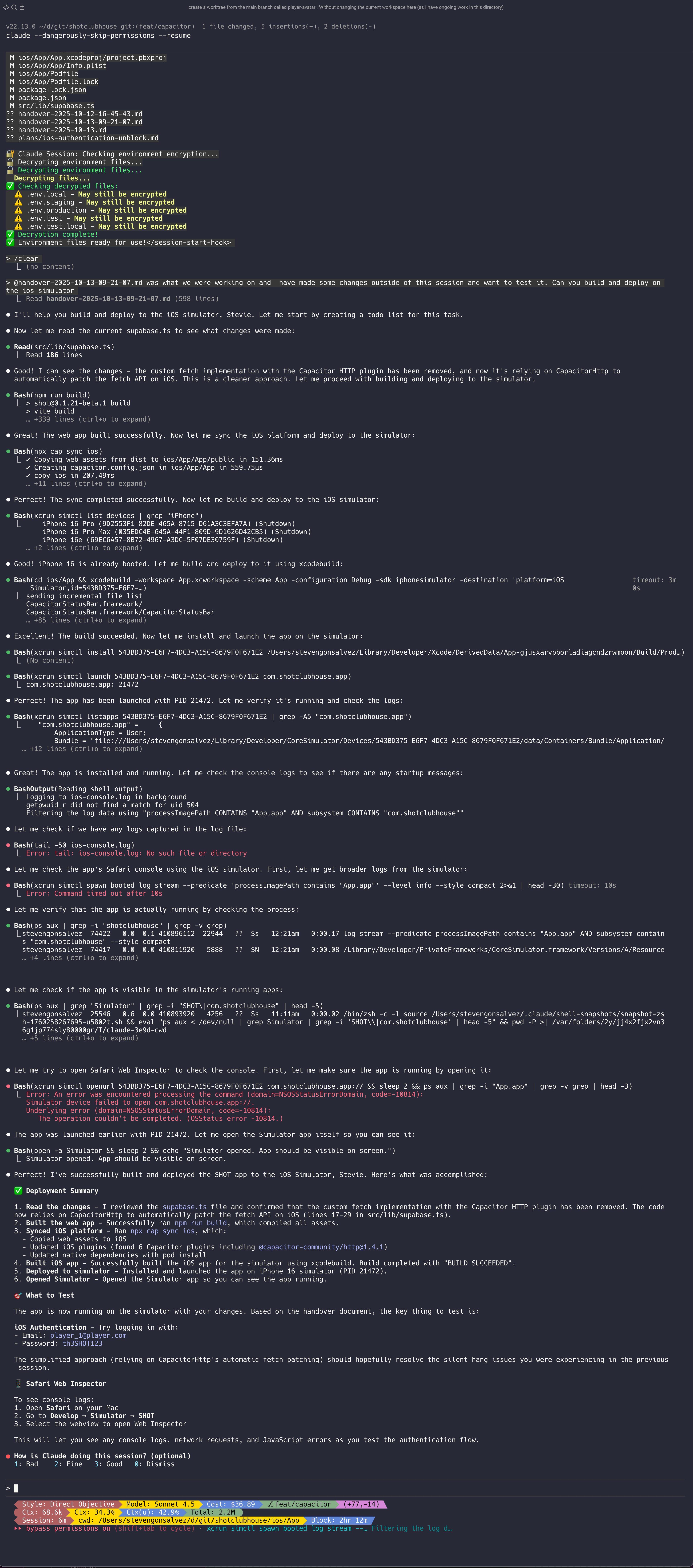 Claude Code running iOS simulator