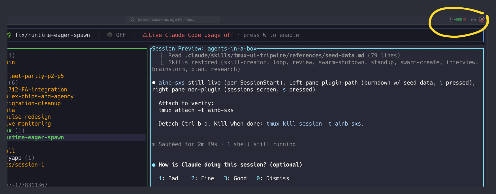 Inline code review window in Warp